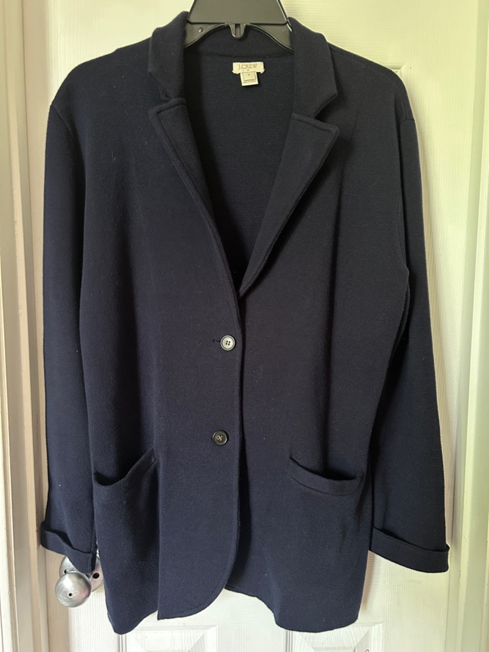 J. Crew Navy Knit Blazer with Patch Pockets